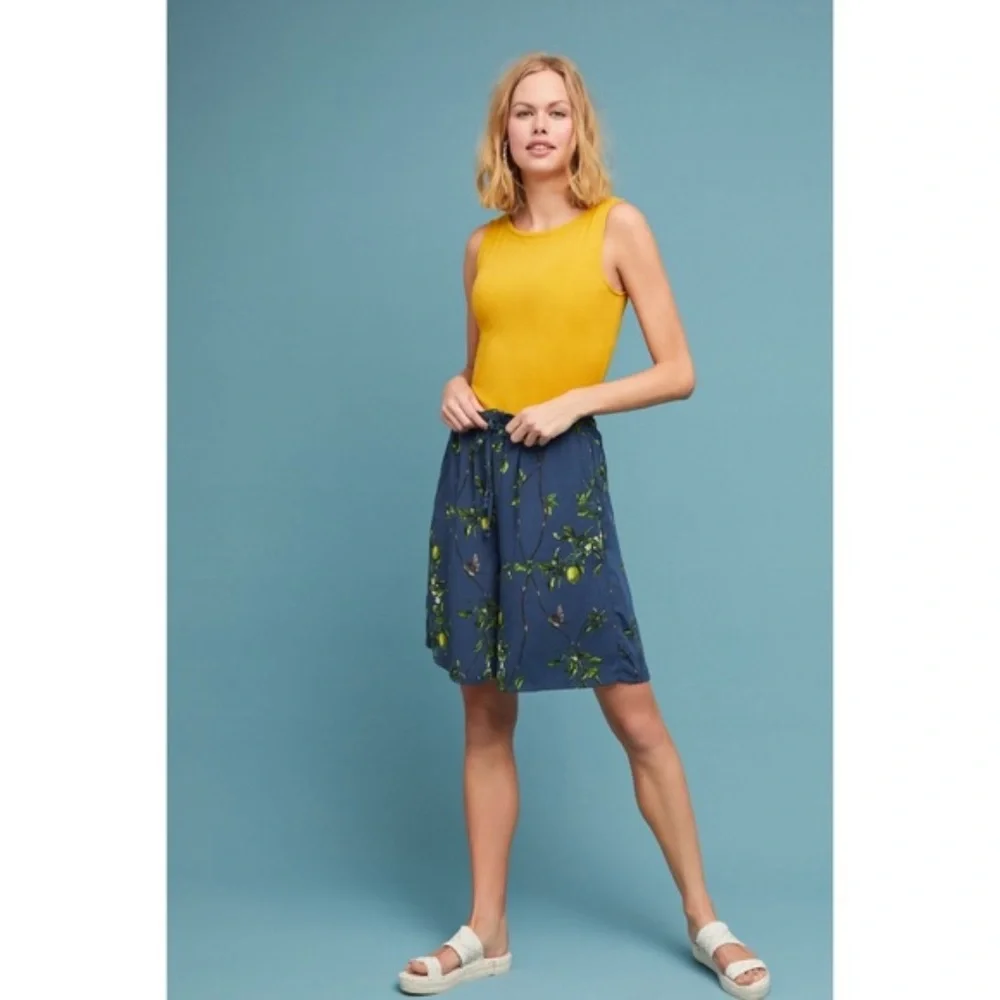 NWT Anthropologie Lemon Print Bermuda Shorts